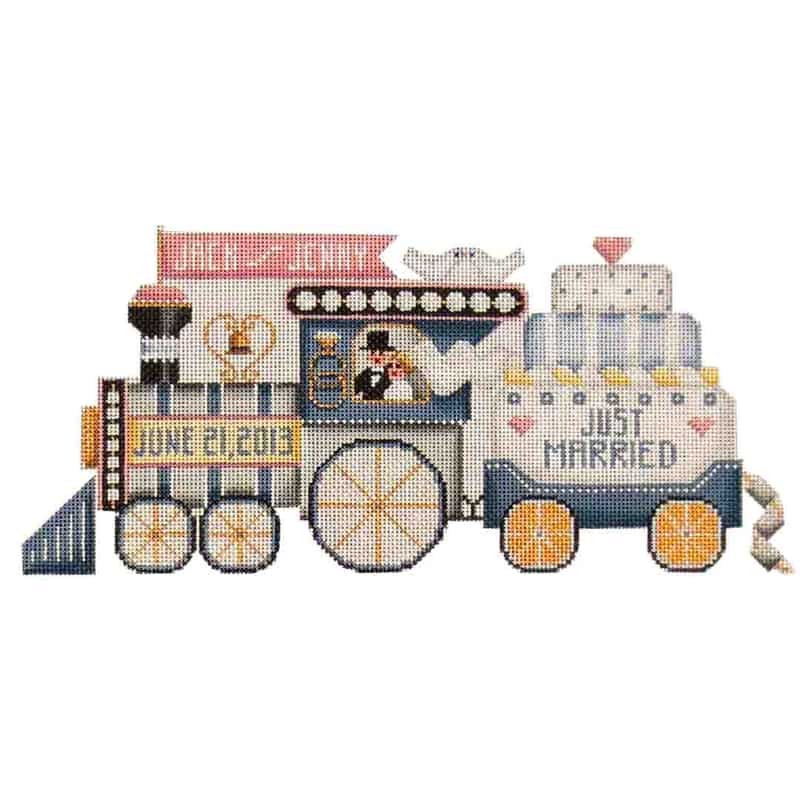 Hand Painted Needlepoint Trains